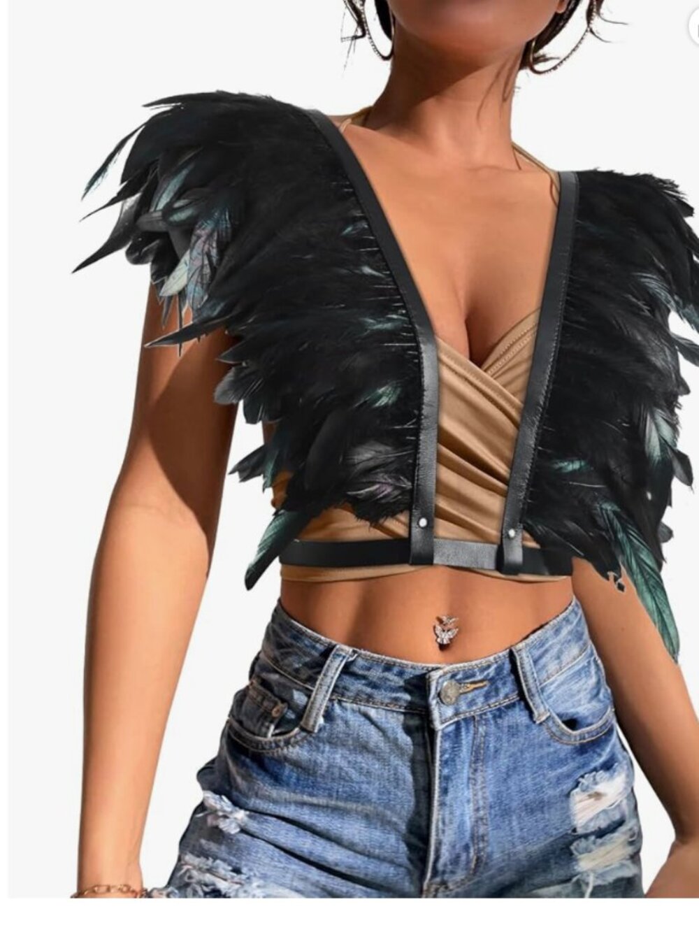 Halloween Witch Wizard Feather Shrug Cape